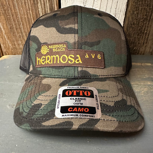 Hermosa Beach HERMSOA AVE 6 Panel Low Profile Trucker Hat - Camo/Black Mesh