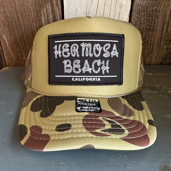 Hermosa Beach GOLF CARTS & YOGA PANTS Trucker Hat - CAMOUFLAGE Green/Light Loden/Green
