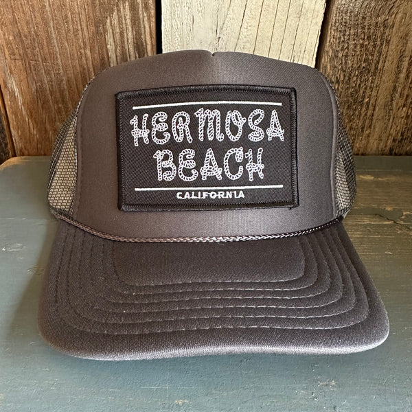 Hermosa Beach ROPER High Crown Trucker Hat - Charcoal (Curved Brim)