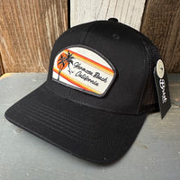 Hermosa Beach RETRO SUNSET - 6 Panel Trucker Hat - Black