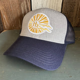 Hermosa Beach CLASSIC LOGO 6 Panel Low Profile Mesh Back Trucker Hat - Navy/Heather Grey