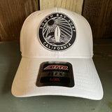 SOUTH BAY SURF (Navy Colored Patch) "OTTO FLEX" 6 Panel Low Profile Baseball Cap - White
