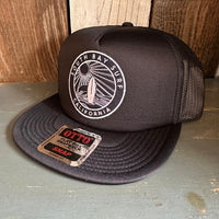 SOUTH BAY SURF (Navy Colored Patch) Trucker Hat - Black (Flat Brim)