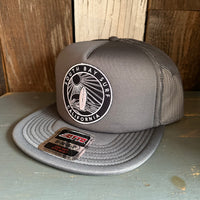 SOUTH BAY SURF (Navy Colored Patch) Trucker Hat - Charcoal Grey (Flat Brim)