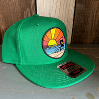 Hermosa Beach OBLIGATORY SUNSET :: 6-Panel Mid Profile Snapback Hat - Kelly Green