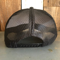 MANHATTAN BEACH PIER & ROUNDHOUSE - 5 Panel Mid Profile Mesh Back Trucker Hat - Black