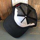 MANHATTAN BEACH PIER & ROUNDHOUSE - 5 Panel Mid Profile Mesh Back Trucker Hat - Black