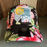 Hermosa Beach LIFEGUARD TOWER Hawaiian Pattern 6 Panel Low Profile Baseball Cap - A ‘o ia (Curved Brim)