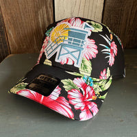 Hermosa Beach LIFEGUARD TOWER Hawaiian Pattern 6 Panel Low Profile Baseball Cap - A ‘o ia (Curved Brim)