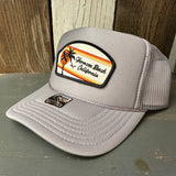 Hermosa Beach RETRO SUNSET High Crown Trucker Hat - Grey (Curved Brim)