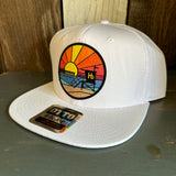 Hermosa Beach OBLIGATORY SUNSET 6 Panel Mid Profile Snapback Hat - White