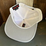 Hermosa Beach OBLIGATORY SUNSET 6 Panel Mid Profile Snapback Hat - White