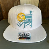 Hermosa Beach LIFEGUARD TOWER 6 Panel Mid Profile Snapback Hat - White