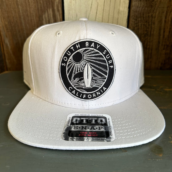 SOUTH BAY PATCH (Navy Colored Patch) 6 Panel Mid Profile Snapback Hat - White