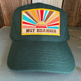 Hermosa Beach MUY HERMOSA 6 Panel Mid Profile Baseball Cap - Dark Green