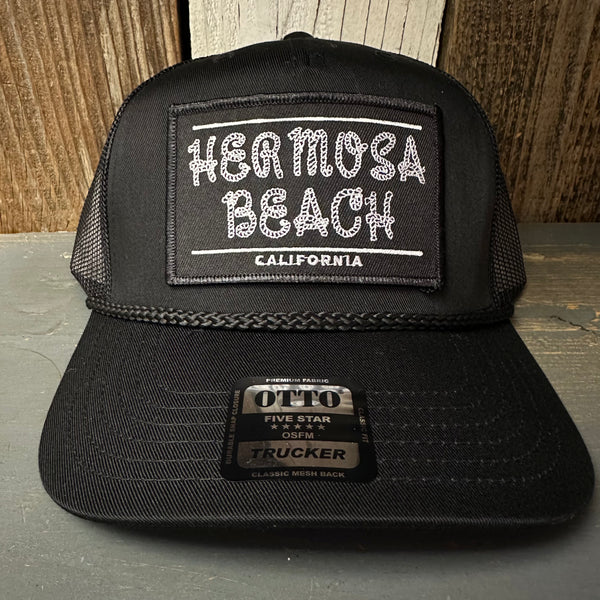 Hermosa Beach ROPER 5 Panel Mid Profile Mesh Back Trucker Hat - Black