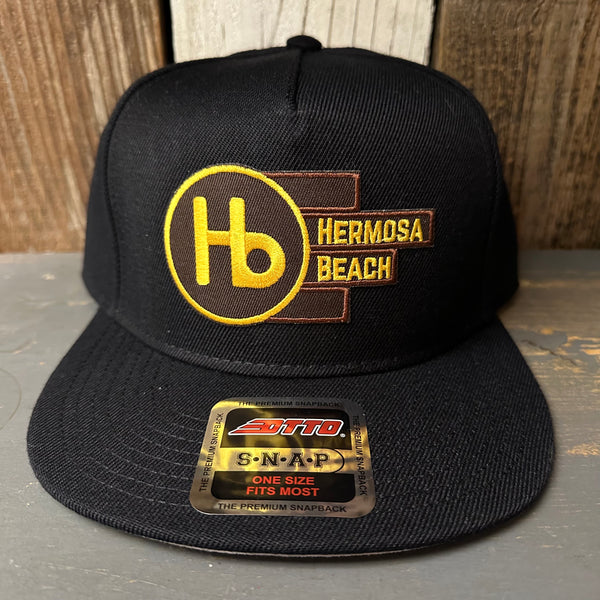 Hermosa Beach THE NEW STYLE "OTTO SNAP" 5 Panel Mid Profile Snapback Hat - Black