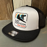 Hermosa Beach SURF HERMOSA :: OPEN DAILY Trucker Hat - Black/White (Flat Brim)