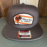 Hermosa Beach RETRO SUNSET 7 Panel Snapback Hat - Charcoal Grey