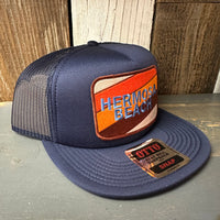 Hermosa Beach GOLF CARTS & YOGAS PANTS Trucker Hat - Navy (Flat Brim)