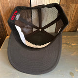 Hermosa Beach RETRO SUNSET 7 Panel Mid Profile Trucker Snapback Hat - Black