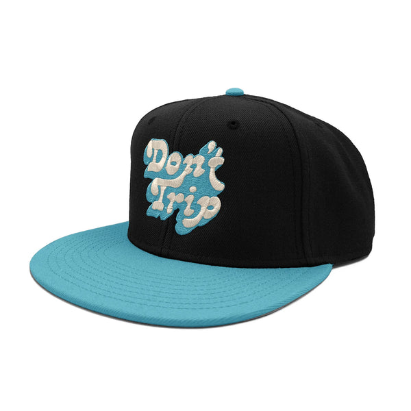 DON'T TRIP SIX PANEL SNAPBACK HAT - Black + Teal