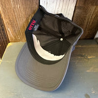 Hermosa Beach SURFING GRIZZLY BEAR - 6 Panel Low Profile Baseball Cap - Charcoal Grey