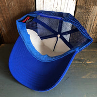 Hermosa Beach CHILL THE 4th OUT! High Crown Trucker Hat - Royal Blue (Curved Brim)