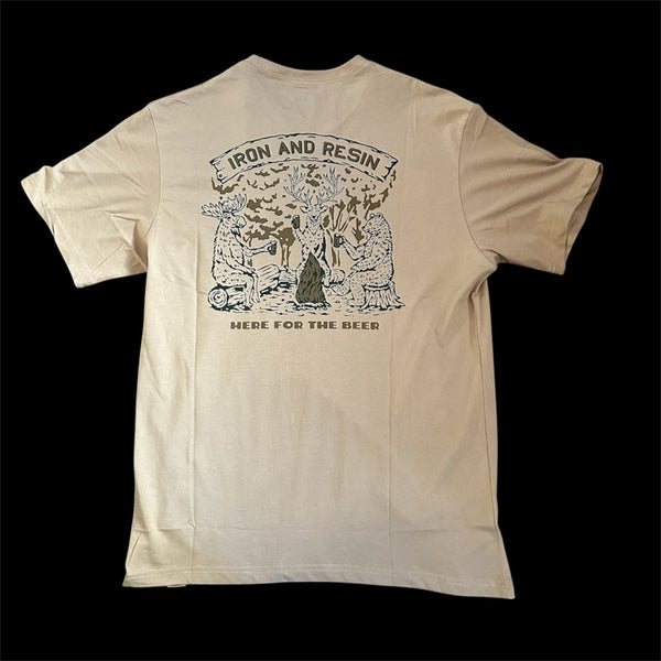 Here for a Beer Pocket Tee - Tan