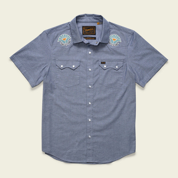 Crosscut Deluxe Short Sleeve Shirt Fresh Blooms : Indigo