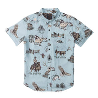 CITY SLICKERS Short Sleeve Button Up Shirt - Sky Grande