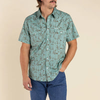 Serape Pearl Snap Short Sleeve Shirt - Azulado - Desert Rodeo Print