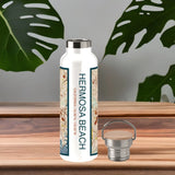 Hermosa Beach Map 20 oz Bottle with Bamboo Top in Matte White