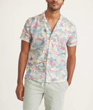 Marine Layer Tencel Linen Resort Shirt in Teal Groovy Print