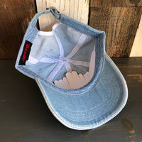 Hermosa Beach HERMOSA IS FOR LOVERS 6 Panel Low Profile Style Dad Hat - Light Blue Denim