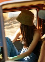 Hermosa Beach SUNBEAMS Vintage Washed Bucket Hat - Scout Brown