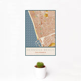 Hermosa Beach Woodblock Map Print - 12x18 Poster