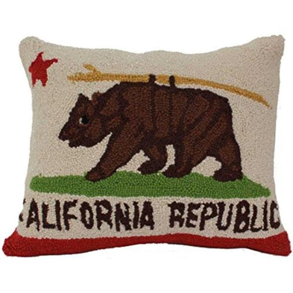CALIFORNIA REPUBLIC SURFING BEAR STATE FLAG 🏄‍♂️ Hook Pillow