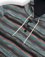 BLACK PAAMUL PONCHO - MID WEIGHT FRENCH TERRY STRIPED PONCHO - Black