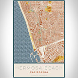Hermosa Beach Woodblock Map Print - 12x18 Poster