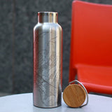 Hermosa Beach Map 20 oz Bottle with Bamboo Top in Stainless Steel