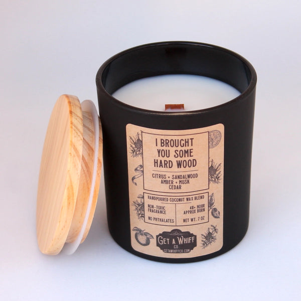 I Brought You Hard Wood | Sandalwood & Musk Wood Wick Candle | Coconut Wax Candle | Jar Candle || 7.3 oz