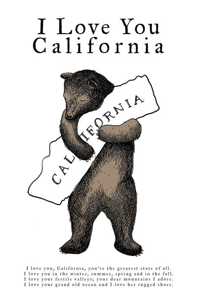 I LOVE YOU CALIFORNIA BEAR PRINT - 8 x 10