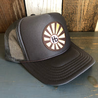 Hermosa Beach SUNBEAMS High Crown Trucker Hat - Charcoal (Curved Brim)