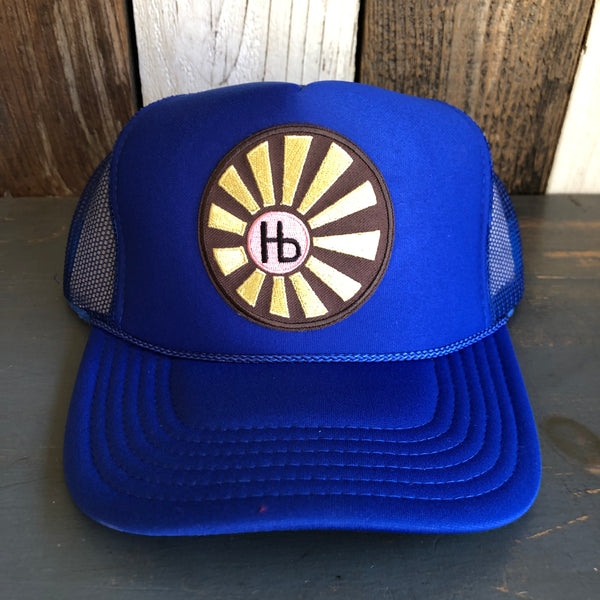 Hermosa Beach SUNBEAMS High Crown Trucker Hat - Royal Blue (Curved Brim)