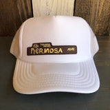 Hermosa Beach HERMOSA AVE Mid Crown Trucker Hat - White