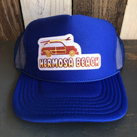 Hermosa Beach WOODIE High Crown Trucker Hat - Royal Blue (Curved Brim)