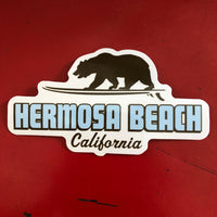 Hermosa Beach Sticker - SURFING GRIZZLY BEAR