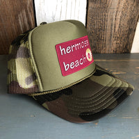 Hermosa Beach WELCOME SIGN Trucker Hat - Camouflage/Olive