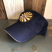 Hermosa Beach SUNBEAMS - 6 Panel Low Profile Style Dad Hat with Velcro Closure - Navy/Navy/Khaki
